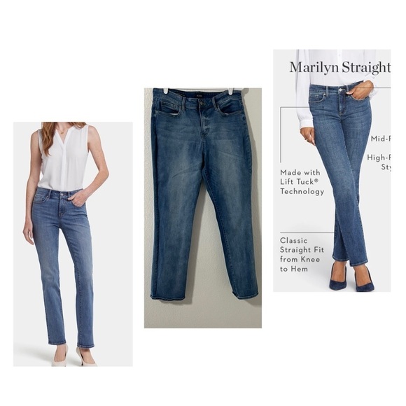NYDJ Women’s Lift X Tuck Technology Size 12 Marilyn Straight Leg Jeans Casual - Picture 1 of 12